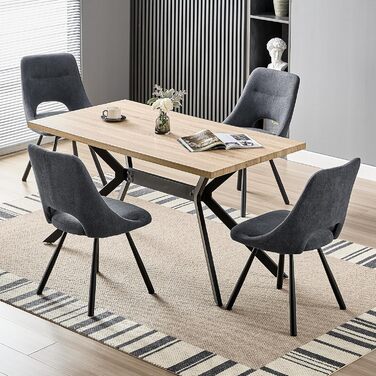 Крісла для обідньої зони, кухонні крісла, крісла для туалетного столика, сучасні м'які крісла для вітальні з металевими ніжками (6 шт., не обертаються, темно-сірий)