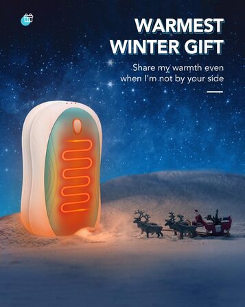 Електричні грілки для рук Cnkeeo, 2 шт. з роздільним магнітним з'єднанням, Powerbank USB, 3 режими нагріву, для спорту, риболовлі, полювання, чорно-білі (блакитно-білі)