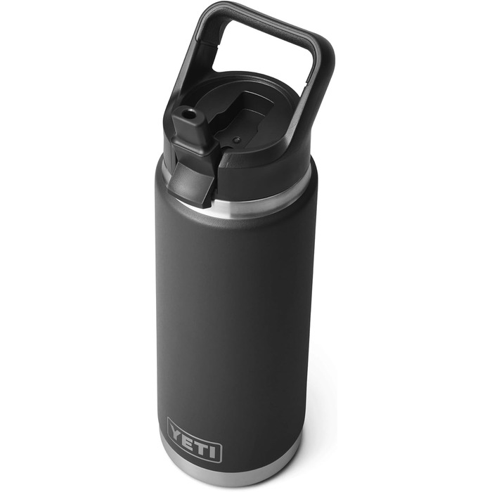 Термос YETI Rambler з кришкою-соломинкою, чорний, 769 мл