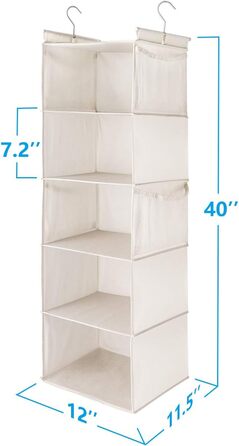 Полиця підвісна шафа Органайзер, економія місця, тканинні підвісні полиці з 4 бічними кишенями, складні, бежевого кольору Xx3, 5
