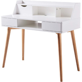 Дитячий письмовий стіл Teamson Home Creativo з MDF, з полицями та шухлядами, білий/натуральний, VNF-00045