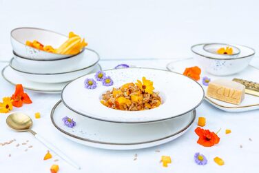 Набір кавових чашок MÄSER Pintar для 4 осіб (8 предметів), порцеляна, вінтажний стиль, коричневий