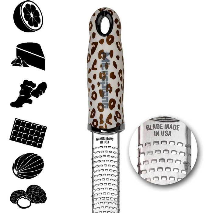 Мікроплан Терка для цитрусових, сиру, імбиру, шоколаду та мускатного горіха (зелена) з нержавіючої сталі, Made in USA, Leopard, 325 x 35 x 30 мм
