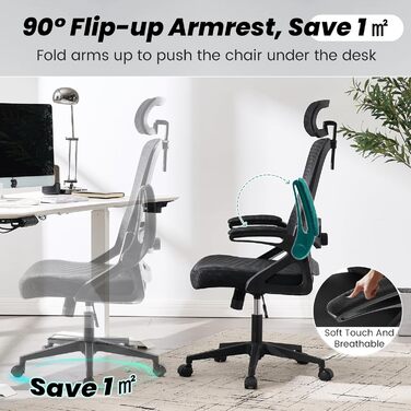 Ергономічне крісло для офісу Fizzin, комп'ютерне крісло з регульованою поперековою підтримкою, дихаюча сітчаста спинка, посилене сидіння, зручне крісло для дому та офісу (Рожевий) (Чорний)