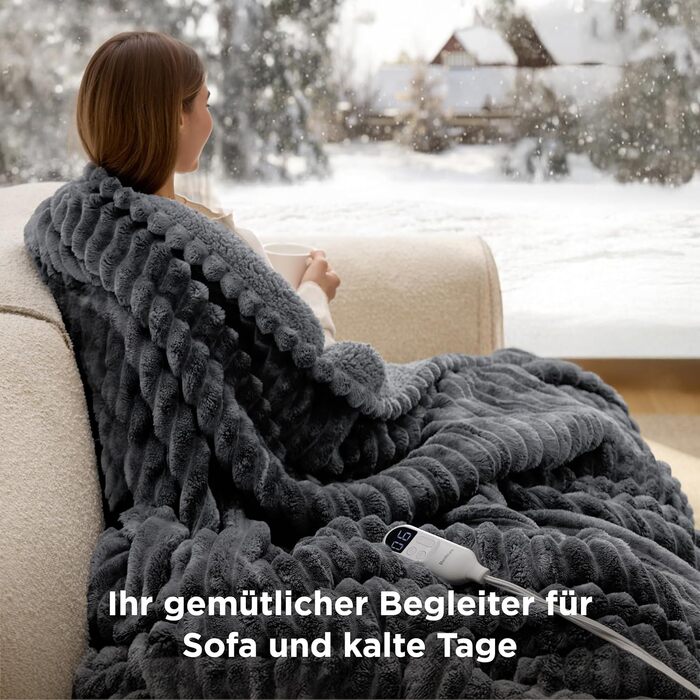 Електрична ковдра BEDSURE з автовимкненням, 130x180 см, сіра - ідеальний подарунок для жінок та мами на Різдво