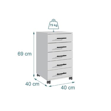 Контейнер Relaxdays на коліщатках з 5 висувними ящиками