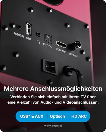 Активні HiFi колонки Majority D50X 60W 2.0 для ПК та ТБ, Bluetooth 5.3, HDMI ARC, AUX, студійні монітори з вуглецевим диффузором (каштановий колір)
