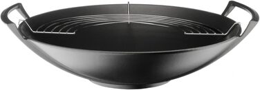 Вок Le Creuset з чавуну з кришкою з термостійкого скла, діаметр 36 см, об'єм 4,5 л, матовий чорний