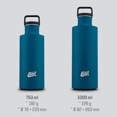 Пляшка для води з нержавіючої сталі з практичною кришкою-петлею - 1000 мл сірого кольору (750 мл, Polar Blue)