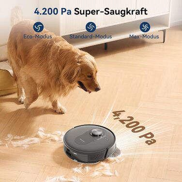 Робот-пилосос Proscenic Q10 з функцією миття, 8000Pa, 200 хвилин роботи, лазерна навігація, керування через додаток, Alexa, Siri, Apple Watch, для підлоги та килима (сірий)