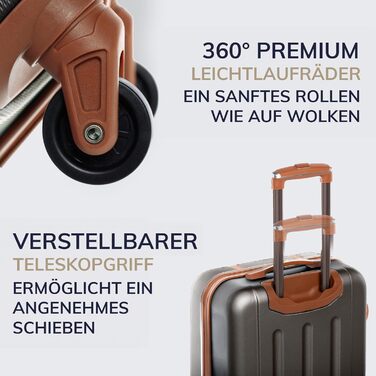 Набір валіз FERGÉ Milano 5-ти частинний: 3 валізи, сумка та органайзер для косметики - чорний (для ручної поклажі)