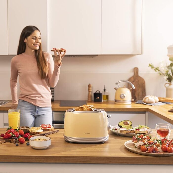 Тостер Cecotec Toast&Taste 800 Vintage Light: 850 Вт, 2 слоти, нержавіюча сталь, зелений, вінтажний стиль