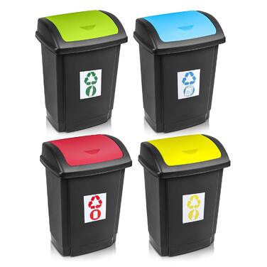 Металевий сміттєвий кошик з відкидною кришкою, сміттєвий кошик для утилізації відходів, сміттєвий кошик об'ємом 25 л (Червоний / Чорний) (синій / чорний)