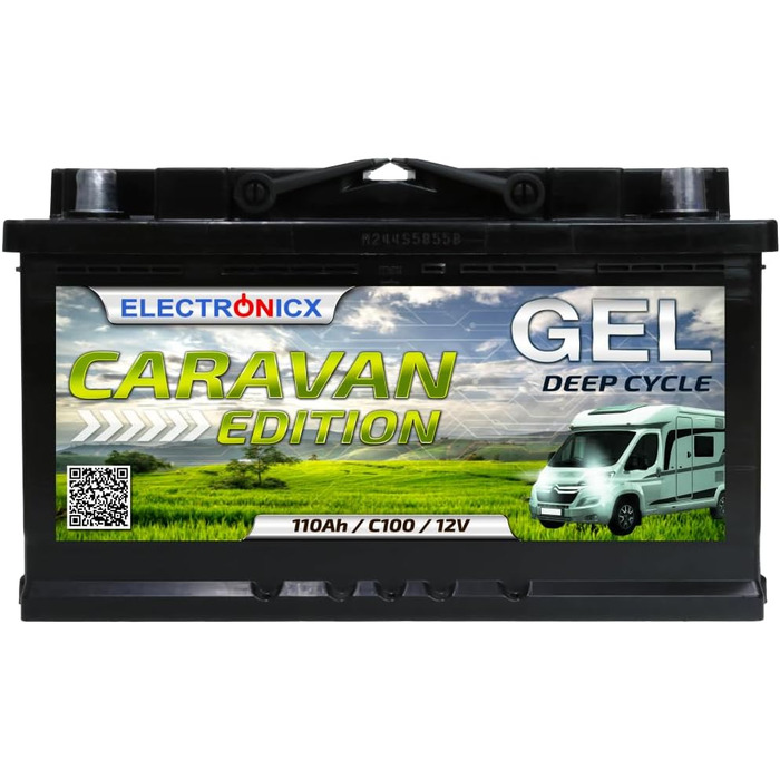 Гелева батарея 12 В 120 Ач Caravan Edition Сонячні батареї GEL Technology Батарея 12 В сонячна, сонячна батарея Акумулятор для човнів Автофургони, Караван кемпінг (110 Ач)