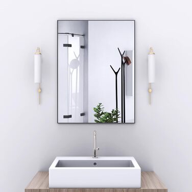 Дзеркало для ванної кімнати WONSTART 81,3 x 61 см біле з алюмінієвою рамою, для встановлення над умивальником, сучасний дизайн, підходить для ванної, спальні, коридору, вертикальна або горизонтальна орієнтація