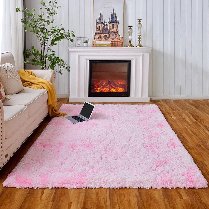 Килим для дому Evitany з високим ворсом 80x120 см рожевий