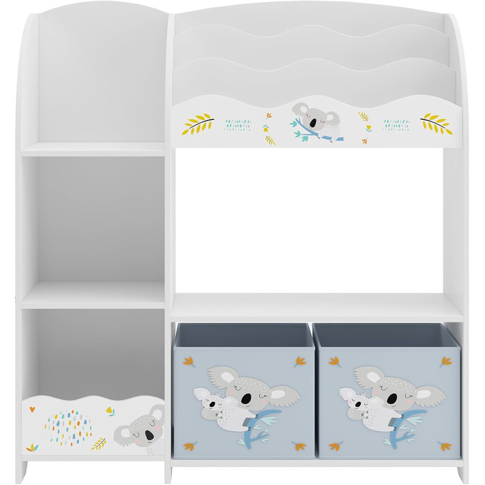 Дитяча полиця для іграшок Lysekil від en.casa з 2 ящиками для зберігання, 100 x 93 x 30 см, мотив коала