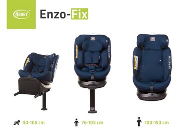 Дитяче автокрісло ENZO-FIX на 360 Isofix зі стабілізуючою ніжкою, I-Size з додатковим бічним захистом (темно-синій)