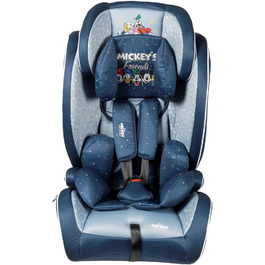 Автокрісло Disney Mickey Mouse з кріпленням ISOFIX для безпеки дитини зростом від 76 до 150 см з Міккі Маусом, Мінні Маус, Дональдом Даком, Плутоном і Гуфі на синьому тлі