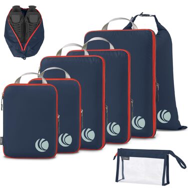 Набір компресійних органайзерів для одягу та подорожей Cipway, ультралегкі пакувальні куби для валізи та рюкзака, 8 предметів, синій