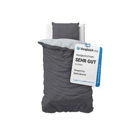 Бетліна Sleeptime 100% бавовна, 200x200 см, темно-синій колір - м'яка та практична постільна білизна з блискавкою. Комплект постільної білизни однотонний, з двома наволочками 80x80 см (135x200 см, 2 шт., сірий/антрацит).