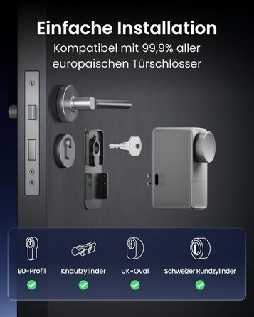 SwitchBot Smart Lock Pro Matter Silver: Розумний замок з акумулятором, підтримка Matter, WiFi, Apple Home, Alexa, Google Home, IFTTT