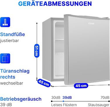 Міні-холодильник Bomann 42 л Тихий холодильник для напоїв для офісу, кемпінгу та ігор KB 7346 нержавіюча бахрома