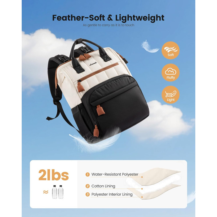 LOVEVOOK Рюкзак-переноска для малюків, рюкзак для пеленання, сумка для підгузків LOVEVOOK, водонепроникна дитяча сумка, органайзер, ремені для дитячої коляски (M, чорно-бежево-коричневий)