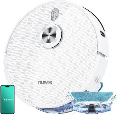 Робот-пилосос Tesvor S8 Pro з функцією миття - 8000Pa, LiDAR-навігація, 240 хв роботи, керування через додаток/Alexa, для тварин, килимів, твердих підлог