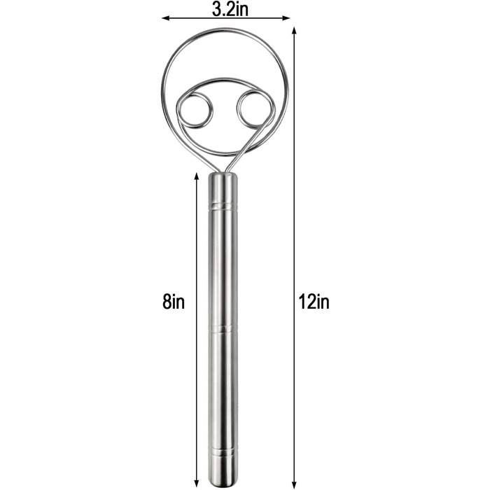 Датський віночок для тіста Juome, 12 з нержавіючої сталі, ручний міксер для хліба, тіста, піци, тортів, десертів, ручний міксер для хліба, тіста, піци, десертів