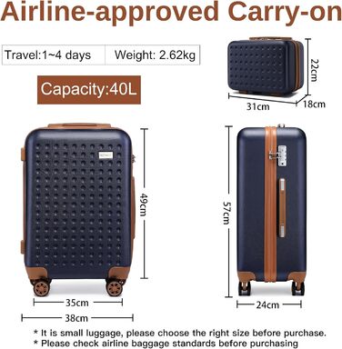 Валіза KONO з ABS пластику, ручна, 76x50x31 см, з TSA замком, біла