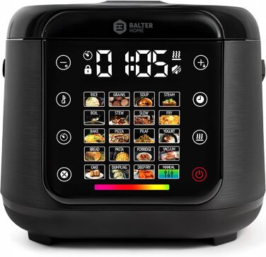Бальтер рисоварка-мультиварка 4л з Fuzzy Logic, функцією приготування на пару та повільним приготуванням, таймером, підігрівом, преміум-посудинами, аксесуарами та книгою рецептів (20 програм)