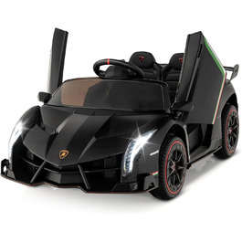 Дитячий електромобіль Lamborghini COSTWAY з пультом, LED фарами, музикою, для дітей від 3 років, чорний