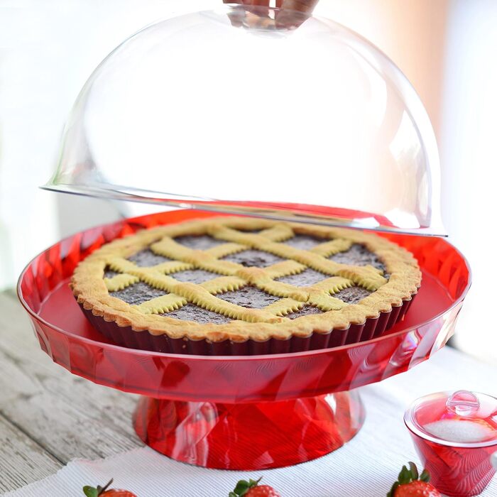 Форма для випічки Omada Design Linea Diamond з акрилу, 36 см, з кришкою, для фруктів та випічки, Made in Italy