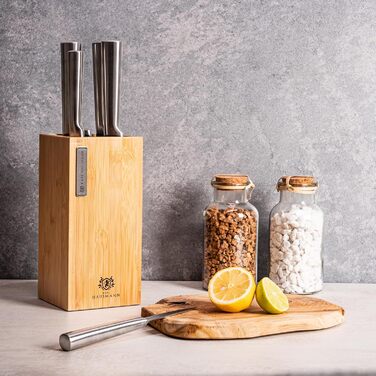 Блок для ножів Karl Hausmann з бамбука (без ножів) з вставкою з щетиною - універсальний, 23 x 10,8 x 10,8 см