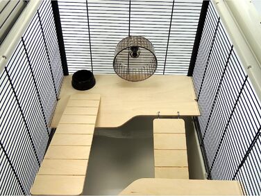 Клітка для щурів і хом'яків маленькі друзі Гросвенор з дерев'яною підставкою і сходами (сріблясто-чорна, подвійна)