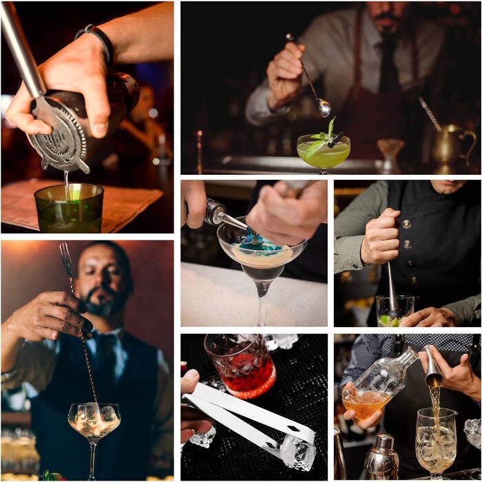 Набір шейкер для коктейлів Esmula 750 мл, 12 предметів, нержавіюча сталь, професійний барменський набір, інструменти для приготування коктейлів вдома