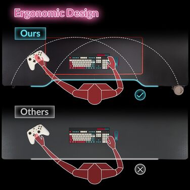 Ігровий стіл Todeco 160x60 см з LED підсвічуванням, з поверхнею з карбону, тримач для навушників та підсклянник, ергономічний ігровий стіл для ПК