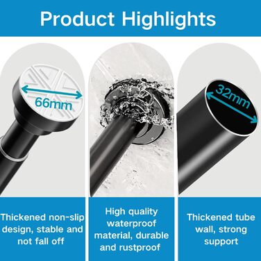 Штанга для душу з нержавіючої сталі, висувна, без свердління, 190-410 см, для ванної кімнати, ванни, душу, дверей (білий)