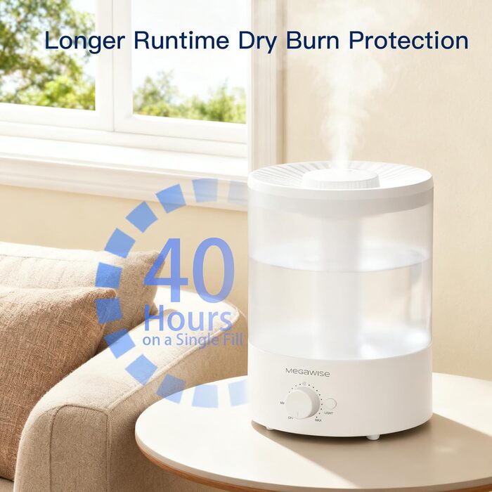 Набір з 2 ультразвукових зволожувачів повітря H1-XIT по 3.5Л, холодний туман, верхній залив води, безпротікання, для дитячої кімнати, спальні та вітальні, білий