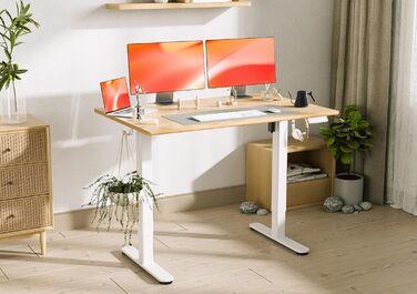 Письмовий стіл INNOVAR, що регулюється по висоті Письмовий стіл 120x60 з натурального дерева, електричний стоячий стіл, функція пам'яті, захист від зіткнень