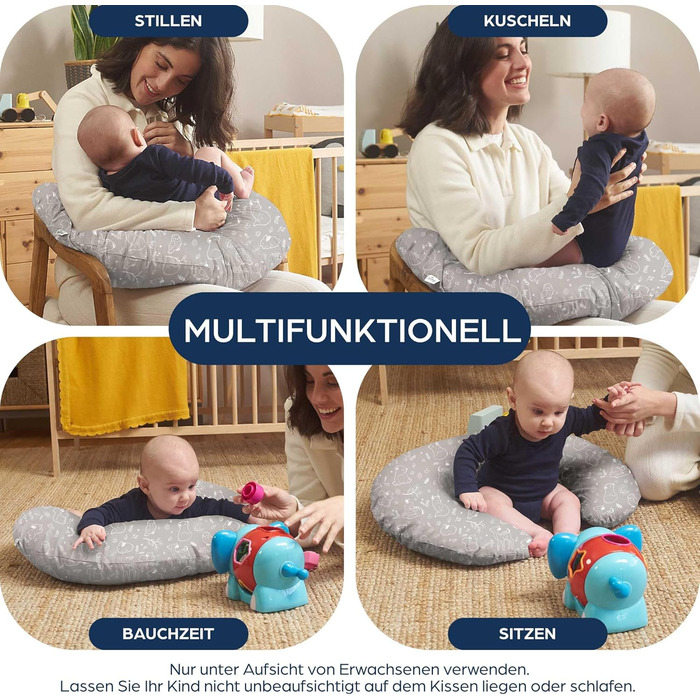 Подушка для вагітних XXL Niimo & подушка для годування - подушка для тих, хто спить на боці, з чохлом з 100% бавовни, зручна подушка для дорослих, подушка для підтримки, (200 см x 70 см) (Сірий ліс, подушка для годування)