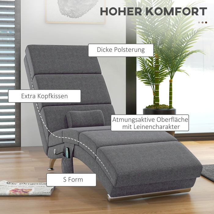 Крісло-релакс HOMCOM Relaxliege з функцією масажу, електричне крісло для відпочинку, крісло з високою спинкою, пульт дистанційного керування, складане телевізійне крісло з 5 режимами, подушкою, темно-сірого кольору | Aosom