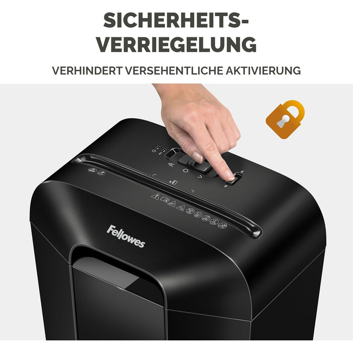 Fellowes LX50: Шредер для документів, 9 листів, Cross Cut, 17л, з блокуванням, чорний