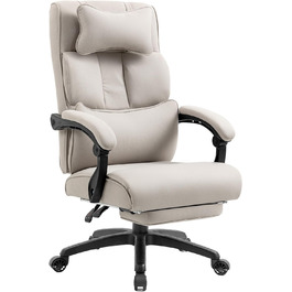 Крісло керівника Dowinx Офісне крісло ергономічне з підставкою для ніг і м'яким підлокітником, ергономічне офісне крісло тканина, обертове крісло Комп'ютерне крісло з високою спинкою, офісне крісло з регулюванням висоти 150 кг Бежево-сірий