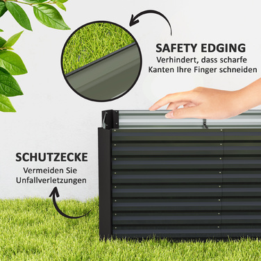 Набір з двох raised beds (високих грядок), ящики для вирощування рослин, поглиблені, металеві, 120 x 60 x 60 см, темно-сірі