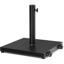 Підставка для парасольки на терасу, 18,1 кг, міцна квадратна підставка з бетону, стійка для парасольки з текового дерева (з колесами), чорна (з колесами)