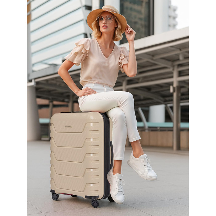 Набір валіз Smartbox Hartschalen Edition 01: 3 валізи, розширювані, з TSA-замком, з поліпропілену (Бежевий)