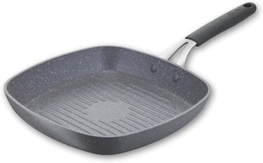 Гриль-пательня Lagostina Tempra Mineral з антипригарним покриттям, 26 см, сталь/алюміній, силіконовий ручка, ефект каменю, для всіх типів плит