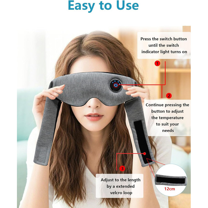 Тепла очна маска PJYU для лікування блефариту та сухості очей, USB-зарядка, миється